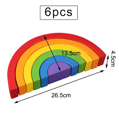 Montessori Stapelspielzeug aus Holz Regenbogen