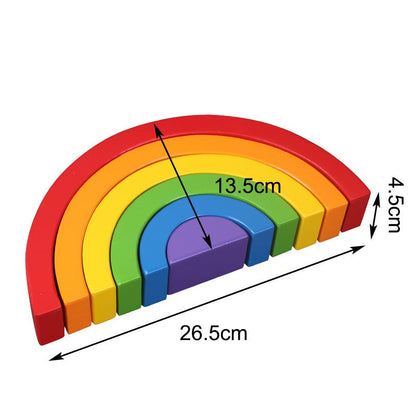 Montessori Stapelspielzeug aus Holz Regenbogen