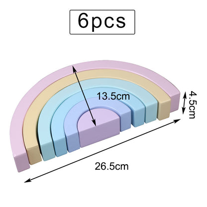 Montessori Stapelspielzeug aus Holz Regenbogen