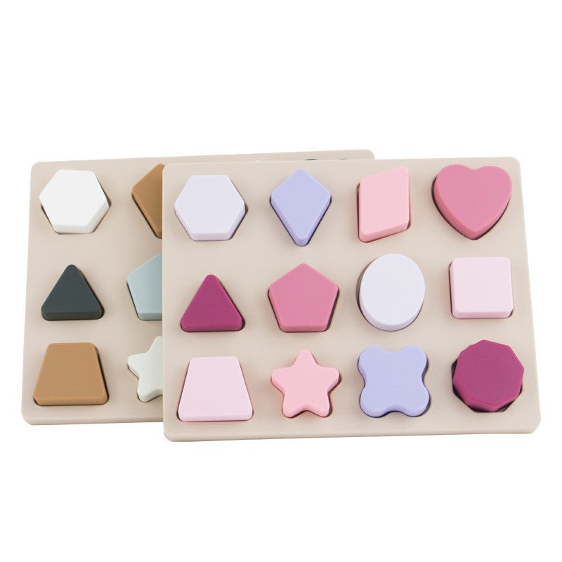 Montessori Holzpuzzle mit geometrischen Formen aus Silikon