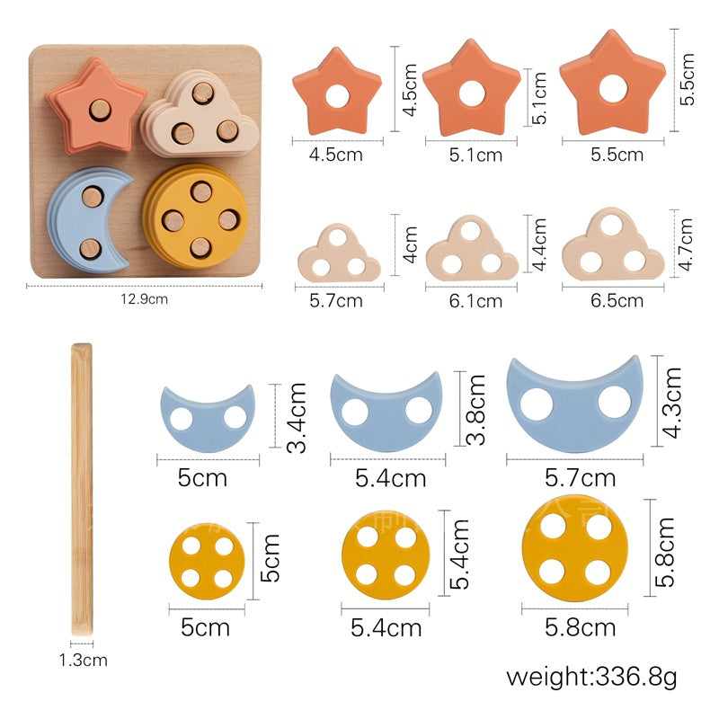 Montessori Holzstapelspiel mit Formen aus Silikon